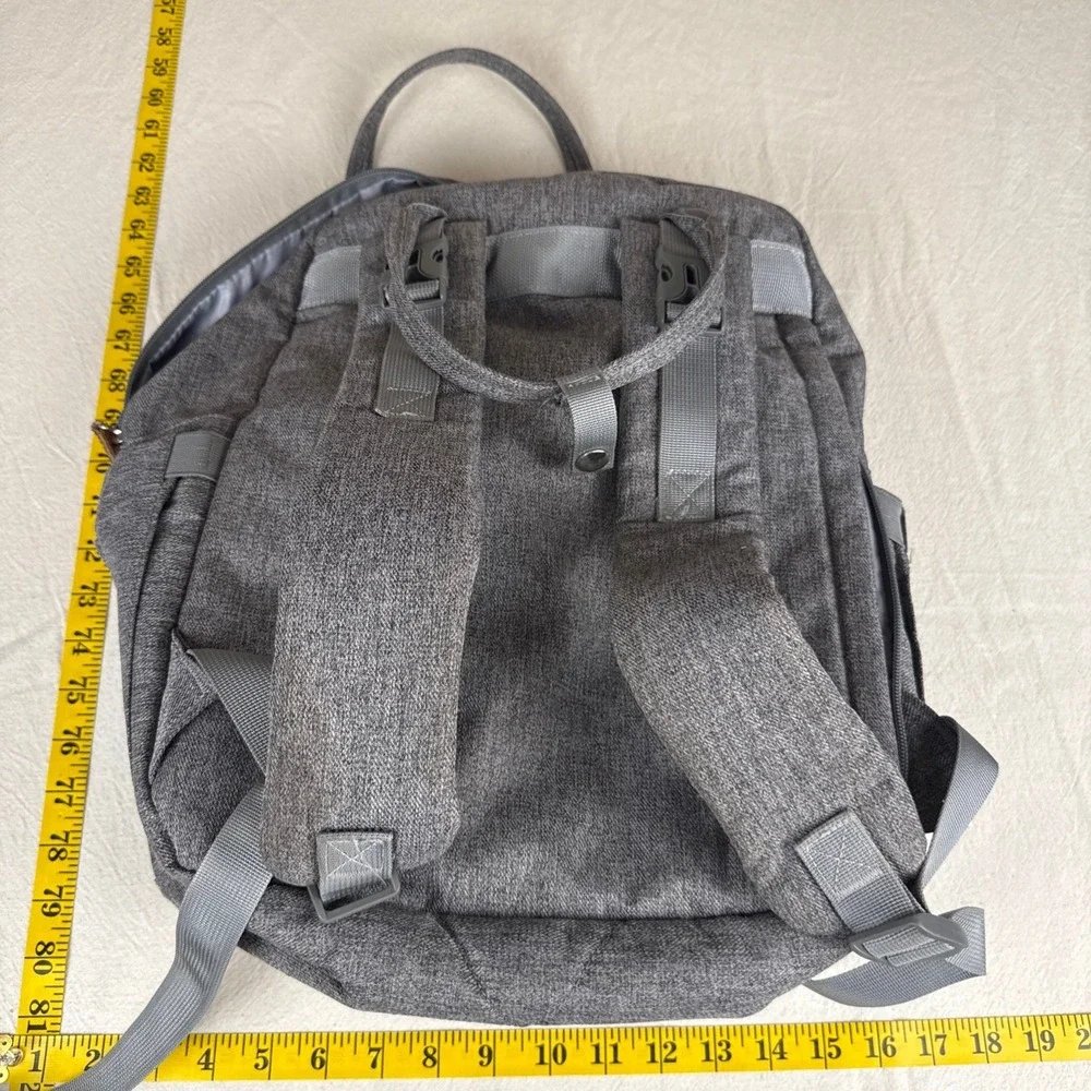 Babble Roo Diaper Bag Backpack Unisex Large Grey Modern Quilted Multi-Pocket